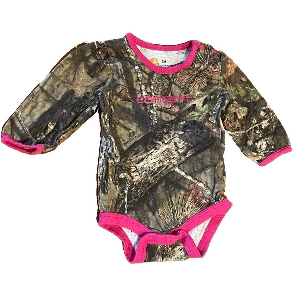 Carhartt Baby Girl Sz 3 Months Cotton One Piece Camo Long Sleeve T-Shirt